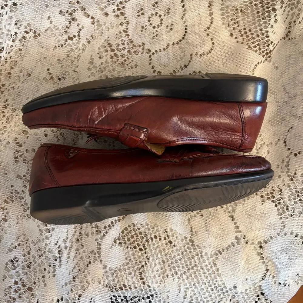 French Shriner Men's US 10 M Brown Leather Tassel Loafers Shoes